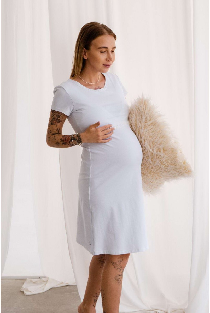 Сорочка 4138041 квітково-білий для вагітних і годування