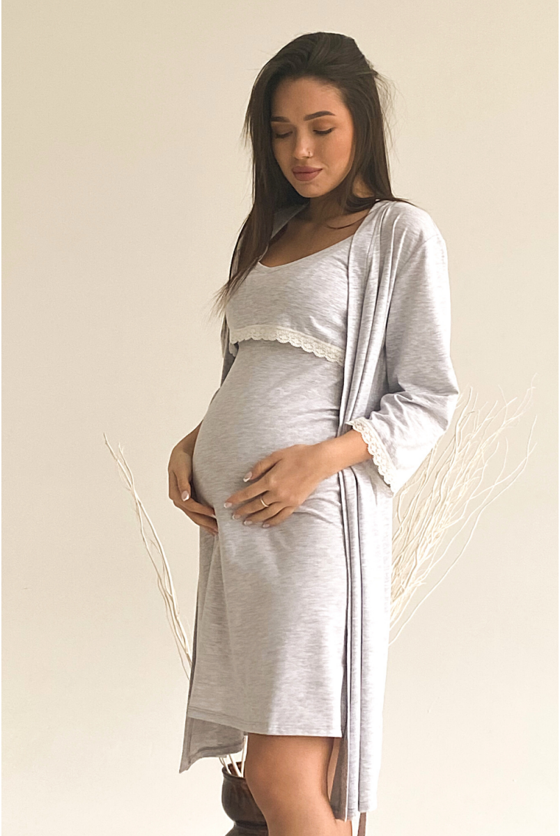 Сорочка 3059041 серый для беременных и кормления