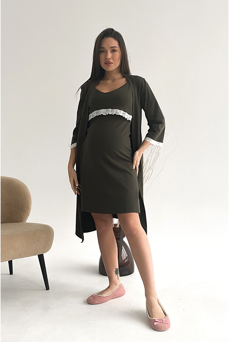 Сорочка 3059041 хаки для беременных и кормления