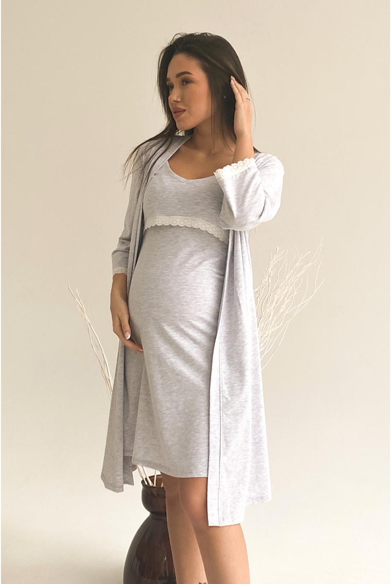 Халат 3057041 серый для беременных и кормления