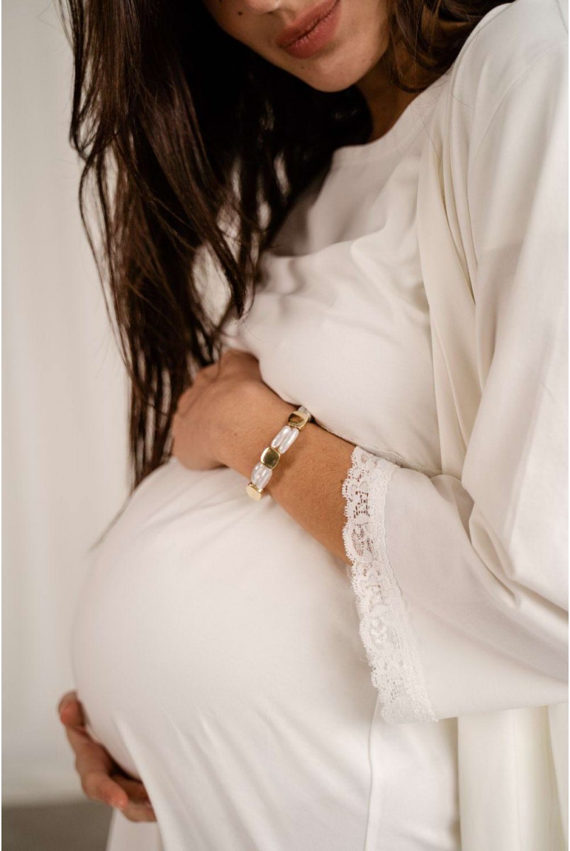 Комплект 4299041 (сорочка + халат) кремовый для беременных и кормления