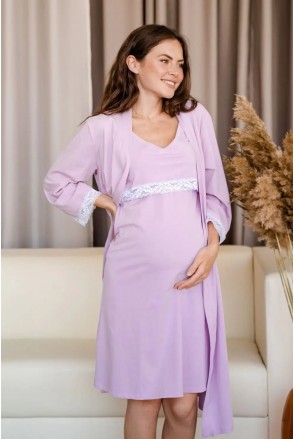 Комплект (сорочка + халат) для вагітних та годування To be 4333041 лавандовий