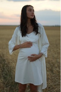 Комплект (сорочка + халат) для вагітних та годування To be 4333041 молочний