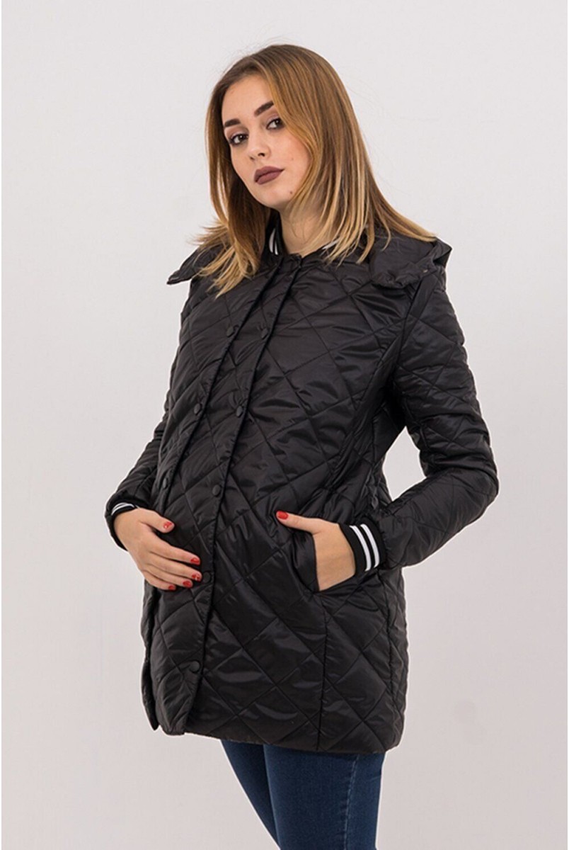 Демісезонна куртка 3133272 чорна стьобана для вагітних