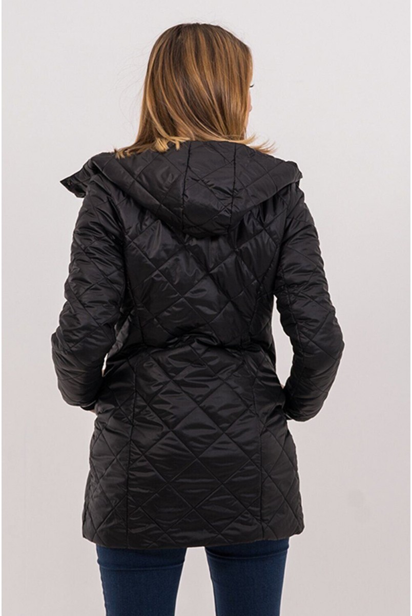 Демисезонная куртка 3133272 черная стеганная для беременных