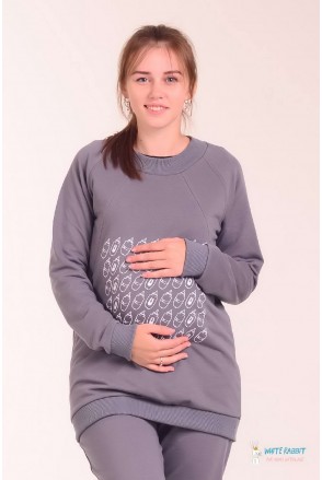 Свитшот УТРО.МАМА.МОЛОКО французский серый для беременных и кормящих