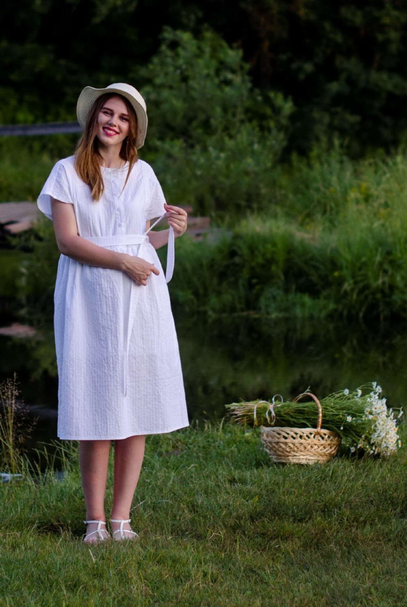 Платье WHITE STORY белый для беременных и кормления