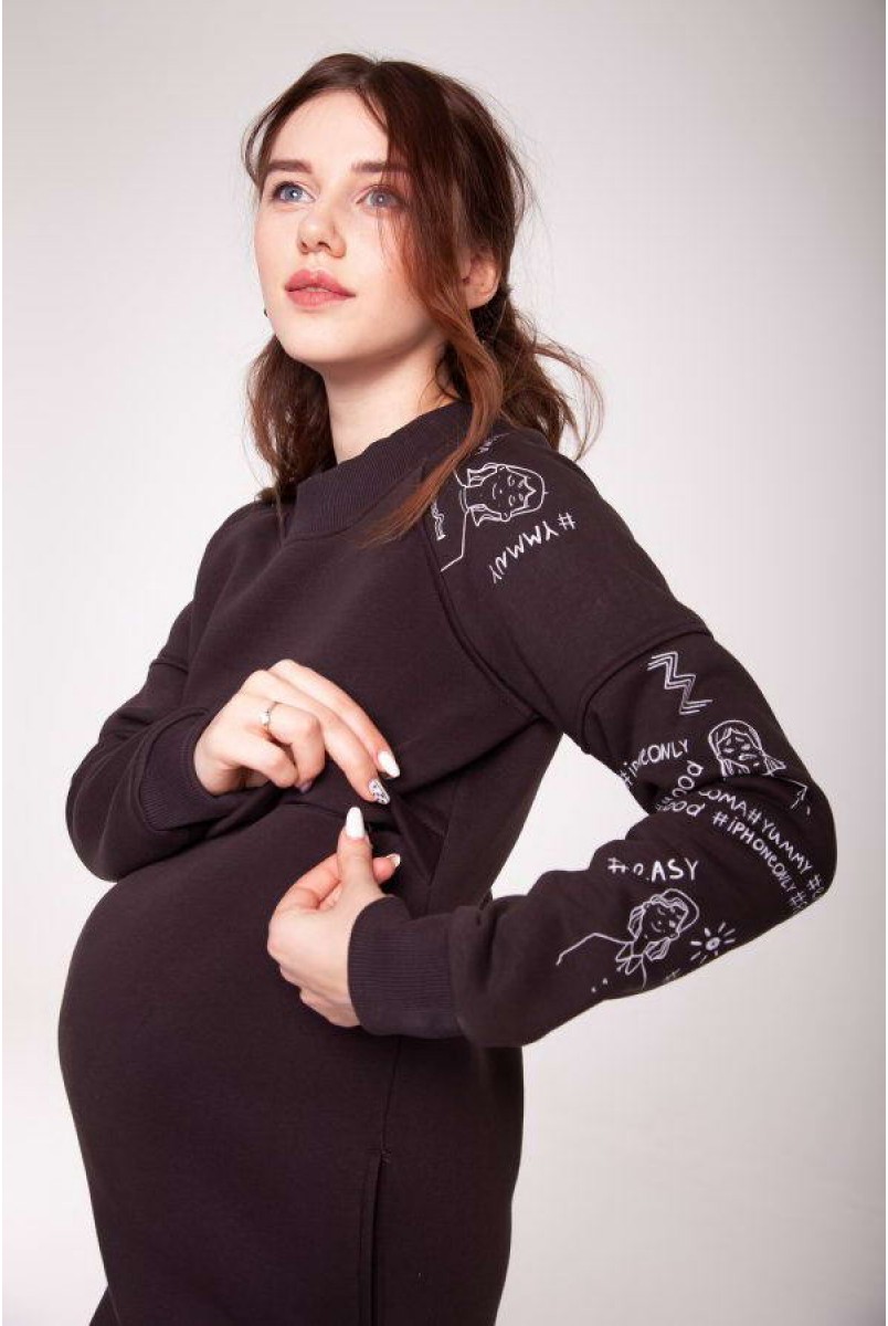 Платье TATTO DRESSS насыщенный коричневый для беременных и кормящих