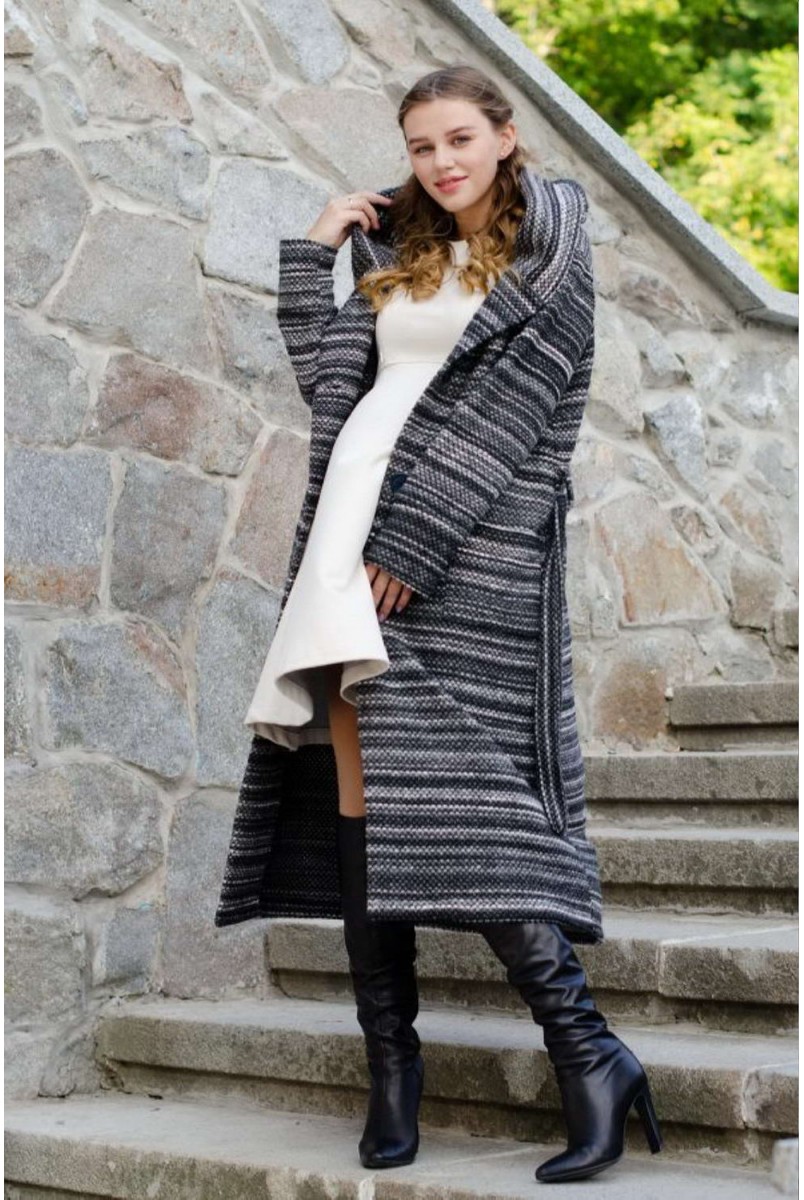 Пальто-кардиган BOBO COAT черный меланж для беременных