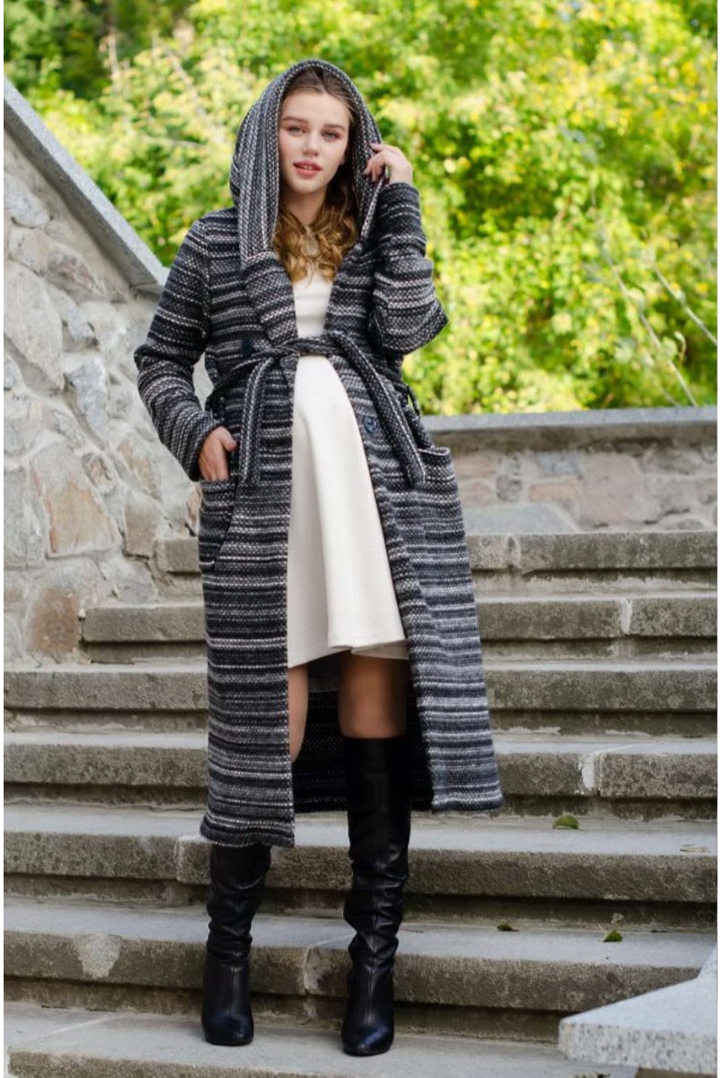 Пальто-кардиган BOBO COAT черный меланж для беременных