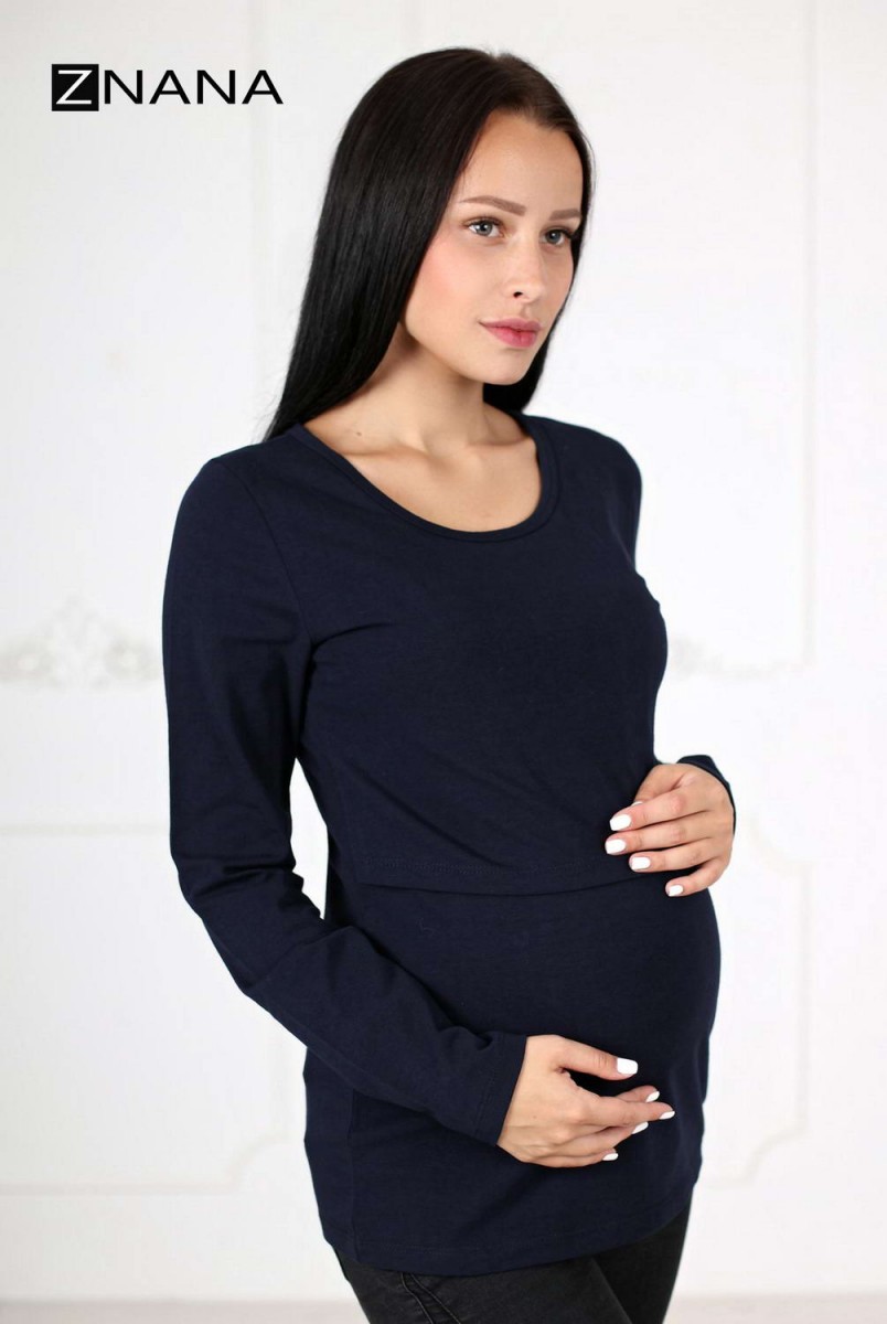 Лонгслив Simple темно-синий для беременных и кормящих