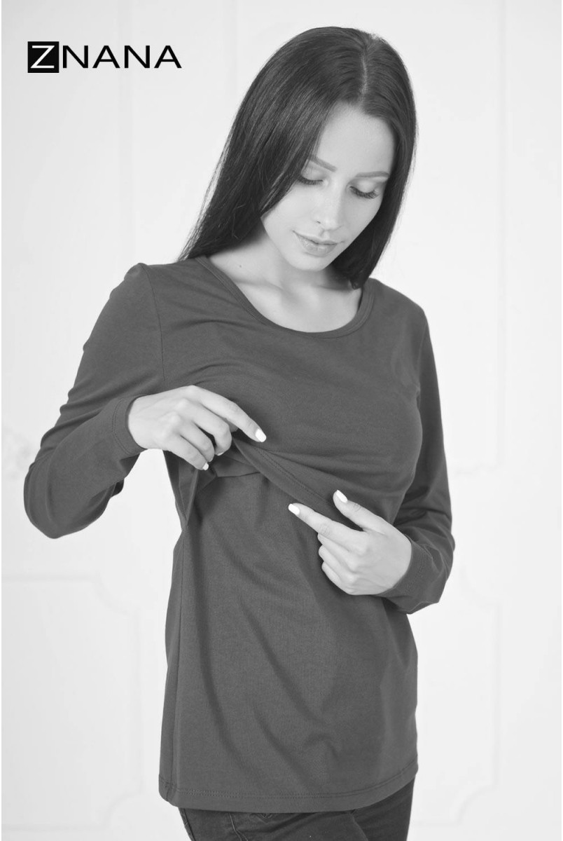 Лонгслив Simple светло-серый меланж для беременных и кормящих