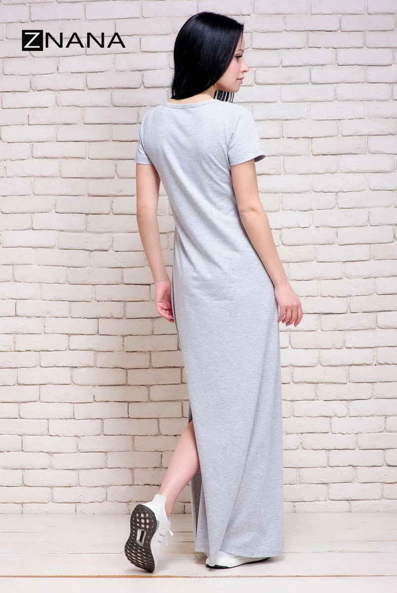 Платье-футболка Simple Long серый меланж для беременных и кормящих