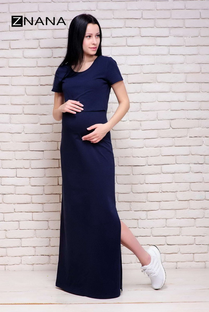 Платье-футболка Simple Long темно-синий для беременных и кормящих