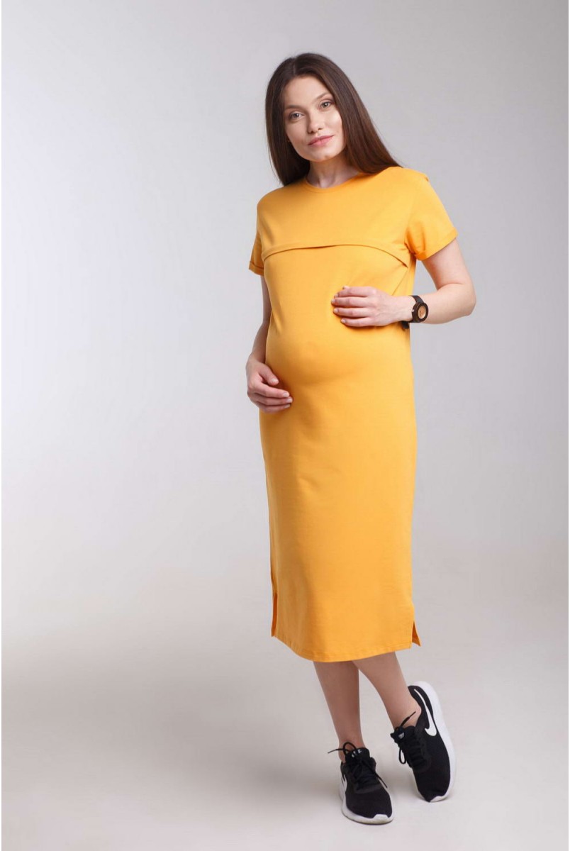 Платье Move горчица для беременных и кормления