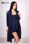 Комплект Lace темно-синий (халат + пижама) для беременных и кормящих