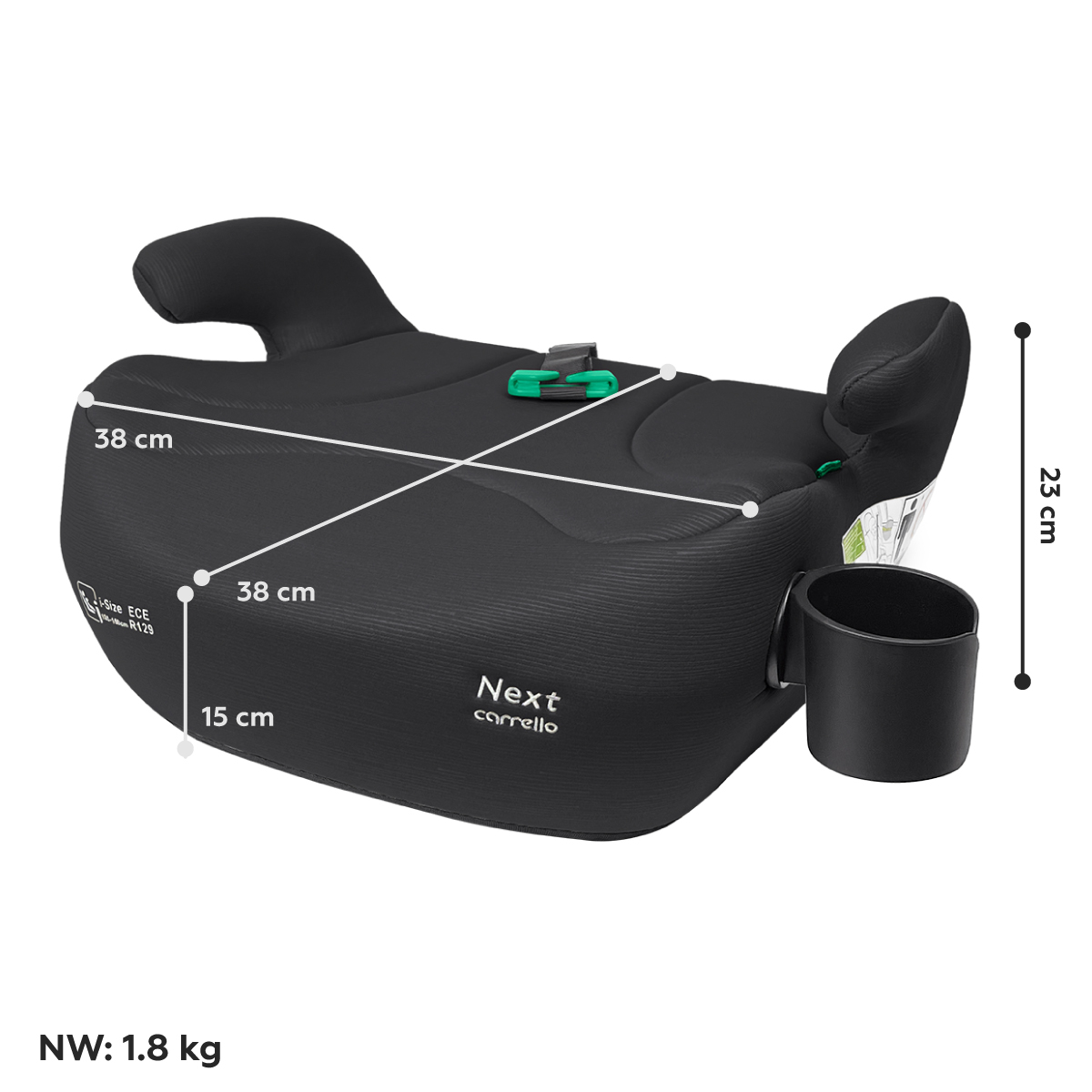Автокрісло-бустер Next CRL-16011A i-Size 125-150см+напр.рем, підскл, Carrello